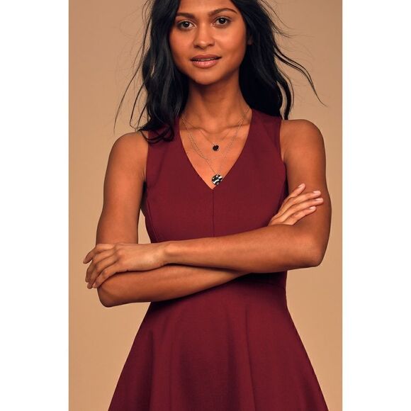 Lulus Hello World Wine Red Midi Dress, Size Medium - Picture 4 of 15